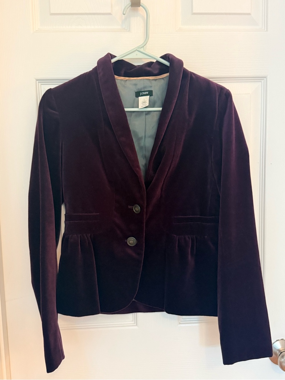 J. Crew Women's Velvet Peplum Blazer in Deep Plum